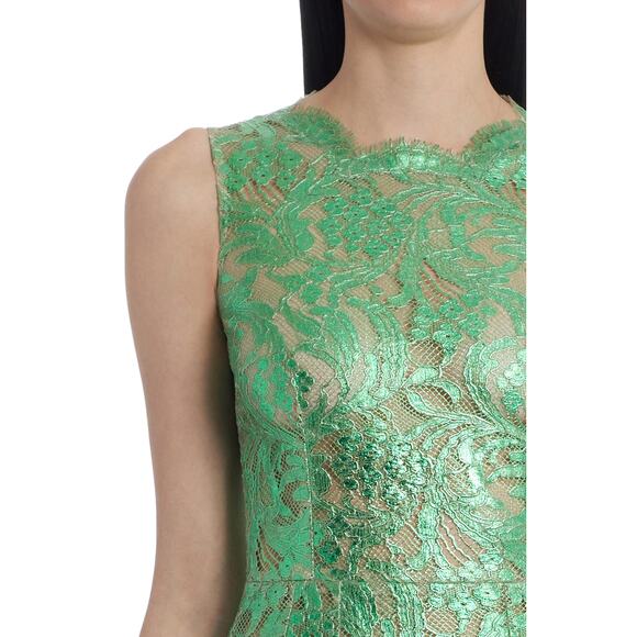 Dolce & Gabbana Semi Sheer Metallic Coated Lace Sleeveless Midi Dress 44 L - Picture 2 of 12